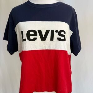 Levi's Tricolor Logo Tee in Navy, White, and Red
